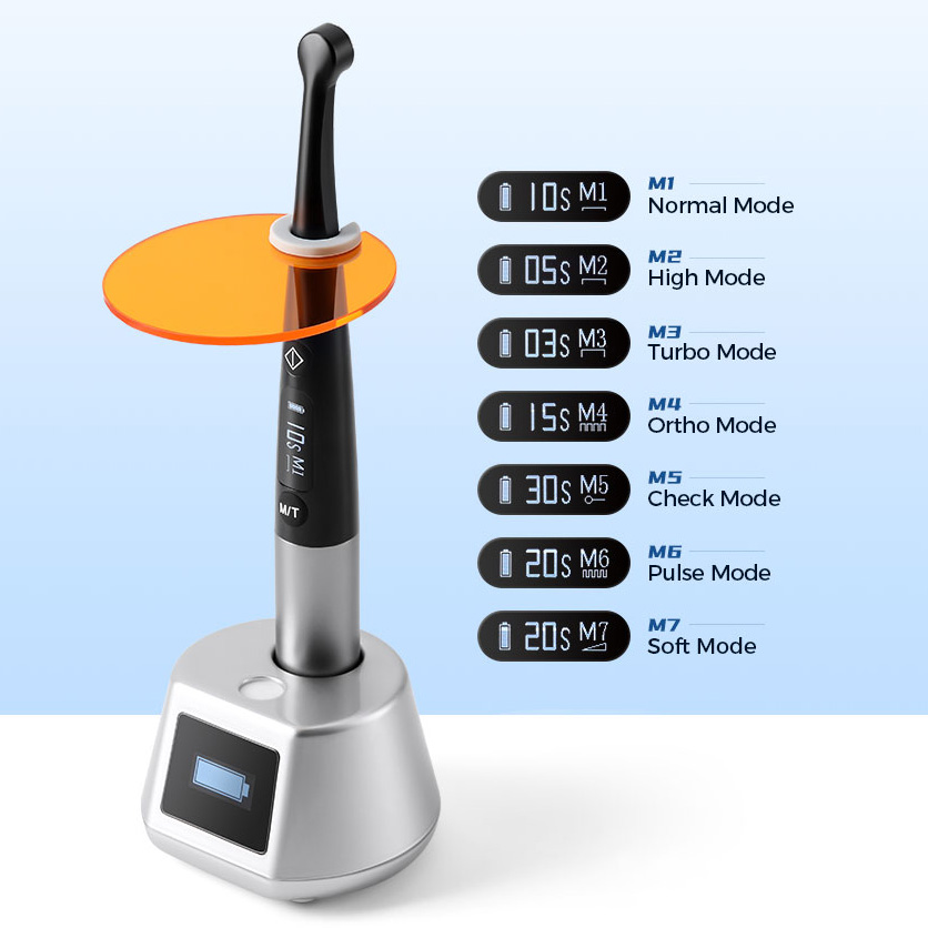 3H X-lite Q6 Dental Led Wireless Curing Light 1 Sec Curing Built-in Light Curing Meter